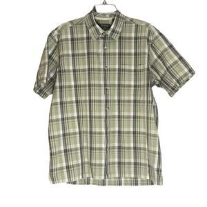 Arrow Green Shirt Mens Large Short Sleeve Plaid Casual Preppy